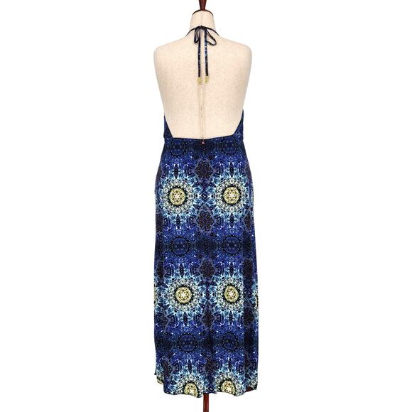Red Carter Women Blue Mandala Printed Swimwear Cover-Up Maxi Halter Dress Size L - Picture 6 of 11